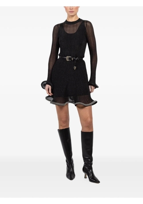 Simkhai ruffled long-sleeve mini dress - Black