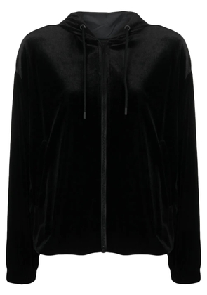 Emporio Armani zip-up chenille hoodie - Black