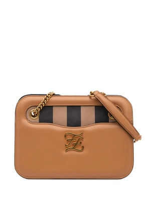 Fendi Pre-Owned 2010-2024 Calfskin Vitello King Nubuck Pequin Karligraphy Pocket shoulder bag - Brown