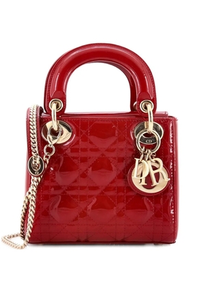 Christian Dior Pre-Owned Lady Dior Chain Bag Cannage Quilt Patent Mini satchel - Red