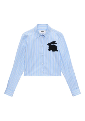 MSGM appliqué striped shirt - Blue