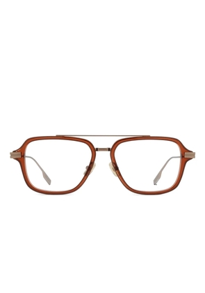 Zegna double-bridge navigator-frame glasses - Brown