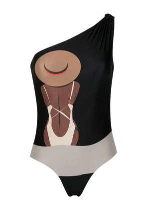 Amir Slama graphic-print swimsuit - Black