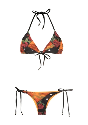 Amir Slama patchwork rose-pattern bikini set - Multicolour