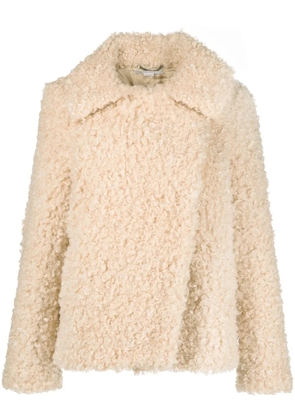 Stella McCartney Teddy fur-design oversized coat - Neutrals