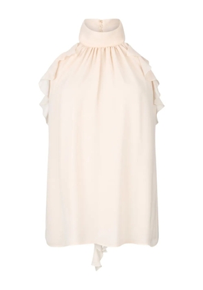 LIU JO ruffled halter top - White