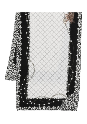 LIU JO leopard-print pearl-embellished scarf - Black