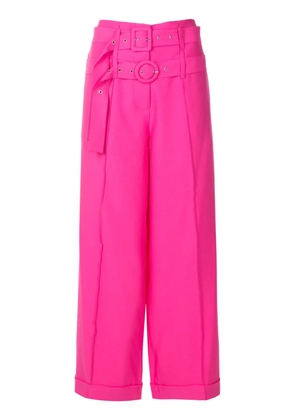 Gloria Coelho double-belted gabardine trousers - Pink