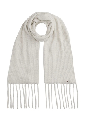 Tommy Hilfiger logo-plaque fringed scarf - Neutrals