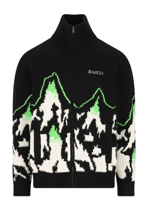 Gucci front-zip jacquard sweater - Black