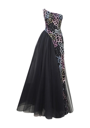 Gemy Maalouf beaded asymmetrical gown - Black