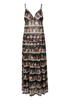 Amir Slama graphic-print silk maxi dress - Black