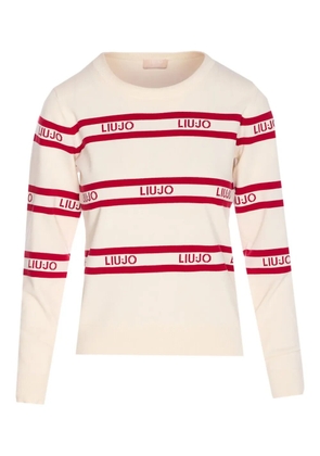 LIU JO logo-intarsia striped sweater - White