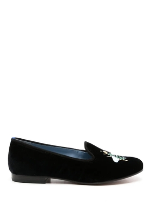 Bird&Co embroidered-bee velvet loafers - Black