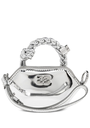 GANNI braided-handle metallic-effect pouch bag charm - Silver