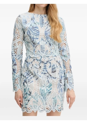 GUESS USA leaf-print embroidered skirt - Blue