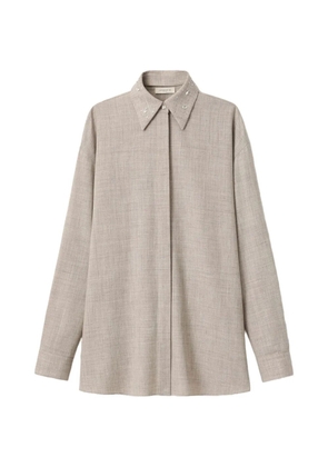 Lafayette 148 crystal-collar shirt - Neutrals