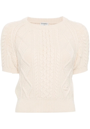 CHANEL Pre-Owned 1996 Short Sleeve Sweater Knit Tops - Neutrals