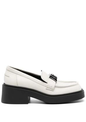 Furla 58mm logo-plaque leather loafers - Neutrals