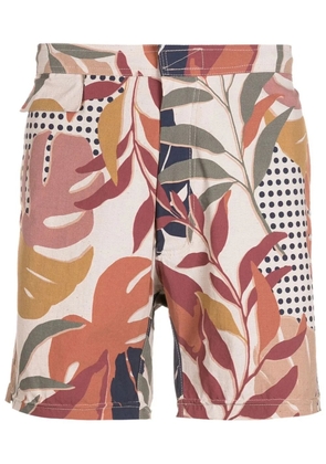 Amir Slama leaf-print swim shorts - Brown