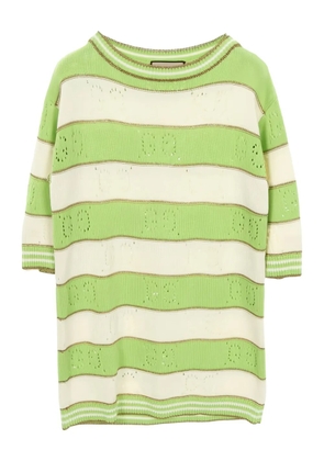 Gucci Pre-Owned 2010s stripe knit three-quarter sleeve t-shirt - Green