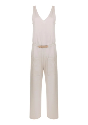 Gloria Coelho belted-waist sleeveless jumpsuit - Neutrals