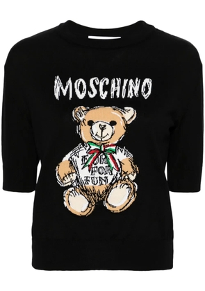 Moschino Teddy Bear-intarsia cropped jumper - Black
