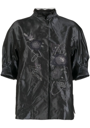 SHIATZY CHEN embroidered silk puff-sleeve jacket - Black