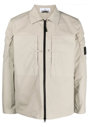 Stone Island Compass-patch zip-up shirt jacket - Neutrals