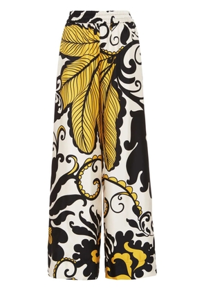 La DoubleJ Marea-print palazzo trousers - Black