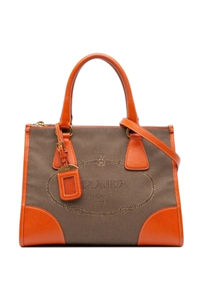 Prada Pre-Owned 2010-2025 Saffiano Trimmed Canvas Canapa Logo Double Zip satchel - Brown