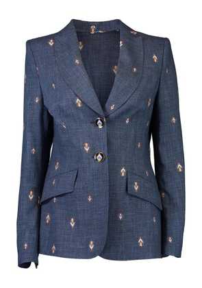 MAISON COMMON floral-embroidery denim blazer - Blue