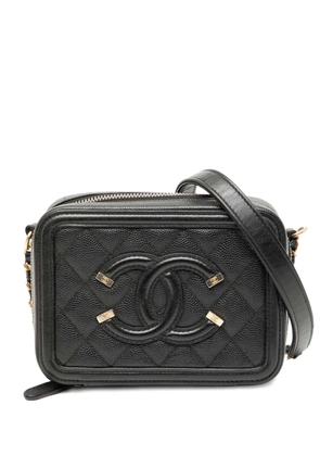 CHANEL Pre-Owned 2018 Mini Caviar CC Filigree Vanity Case satchel - Black