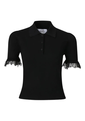 Alexander McQueen lace-trim polo top - Black