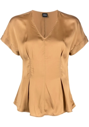 ASPESI satin-finish flared blouse - Brown