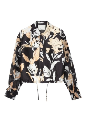 3.1 Phillip Lim floral-print drawstring shirt - Black