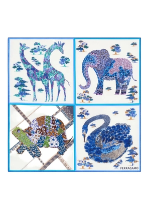 Ferragamo Patchwork-print silk bandana - Blue
