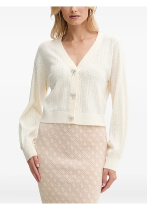 GUESS USA bow-embellished knit cardigan - White