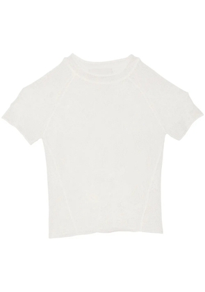 Fleur Du Mal pointelle-knit lace T-shirt - White