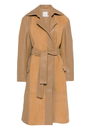 Christopher Esber scuffed-leather coat - Brown