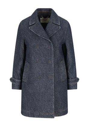 FENDI quilted double-breasted denim coat - Blue