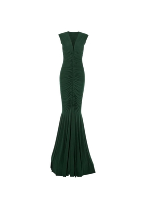 Norma Kamali V-neck ruched gown - Green