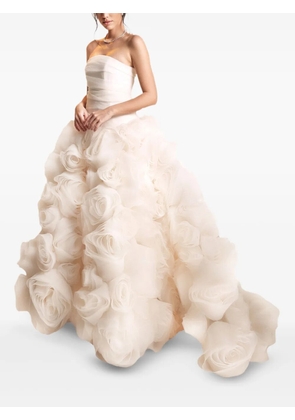 Ana Radu rose-embellished strapless maxi dress - White