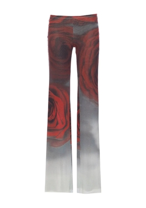Jean Paul Gaultier rose-print mesh trousers - Grey