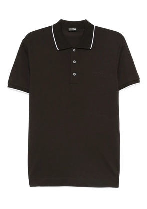 Zegna contrast-trimmed polo shirt - Brown