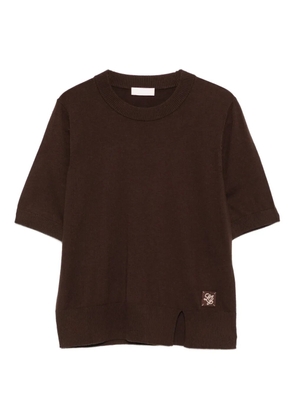 LIU JO logo-patch knitted top - Brown