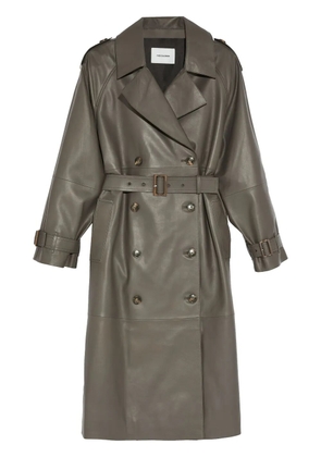 Yves Salomon belted leather trench coat - Grey