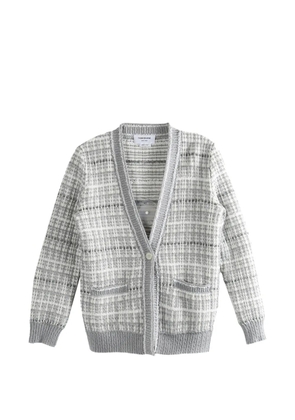 Thom Browne front-pocket checked cardigan - White