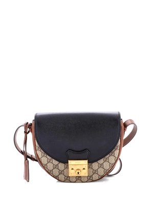 Gucci Pre-Owned Padlock Saddle Shoulder Bag GG Coated Canvas and Leather Small crossbody bag - Brown