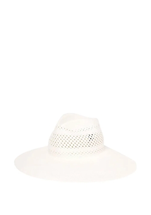 Borsalino perforated wide-brim hat - White